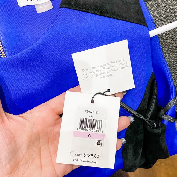 Calvin Klein Faux Suede Silhouette Blue Dress - Picture 3 of 6